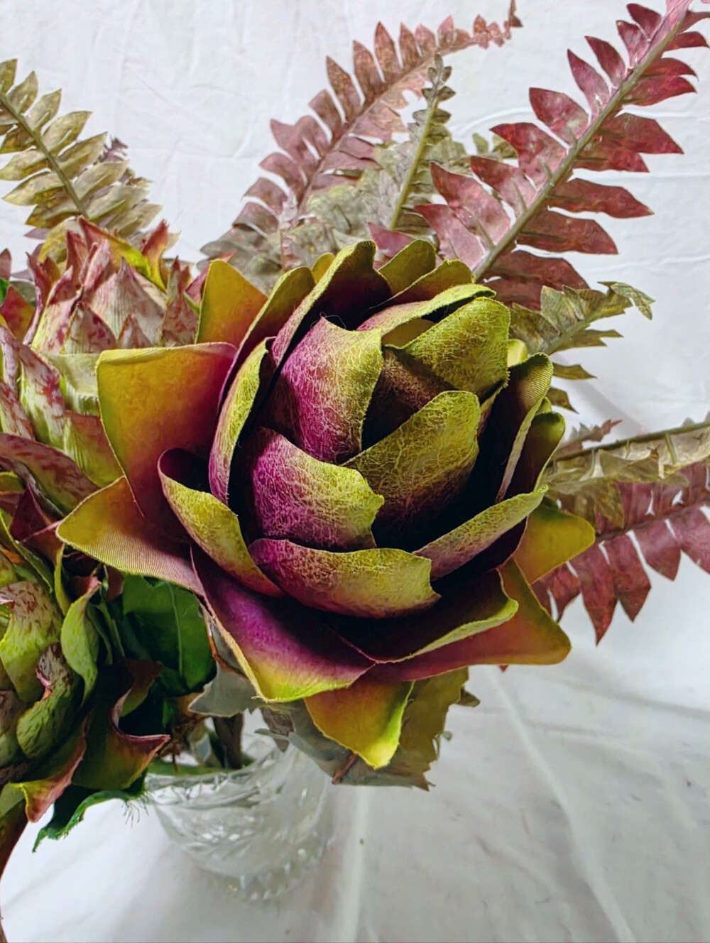 King Protea Flowers and Fern Leaves Bundle